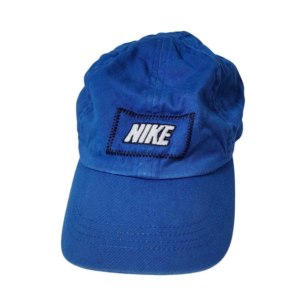 Nike Kids Royal Blue Cotton Adjustable Baseball Cap Logo Patch Hat Child Size